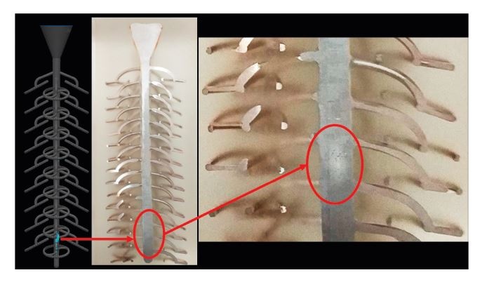 Figure 6: Predicted and real porosity defects in design B 