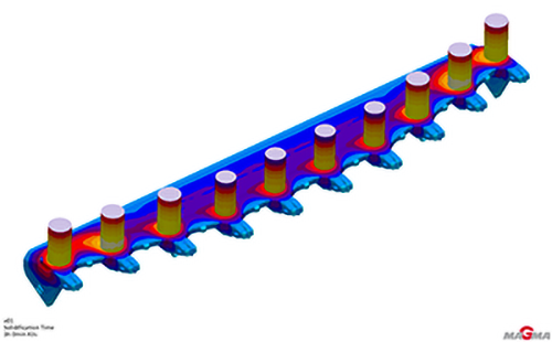 Temperature distribution at the end of solidification 